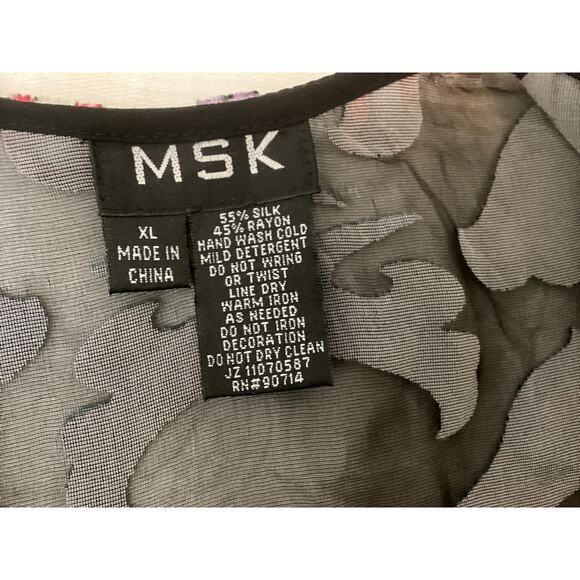 MSK Women's Silk Blend Sheer Floral Velvet Burnout Kimono Cardigan sz XL - Picture 4 of 4